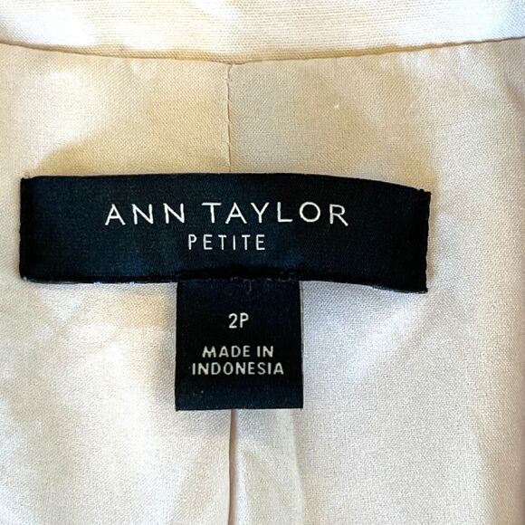Ann Taylor One Button Khaki Blazer 2 Petite  Fitted Office Work Career Cotton - Picture 6 of 7